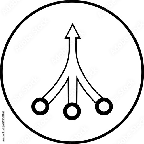 Consolidation icon in flat style. Merge symbol isolated on transparent background. Vector Simple abstract in black Line for website design, app, Fund divergence or merge into one direction symbol.