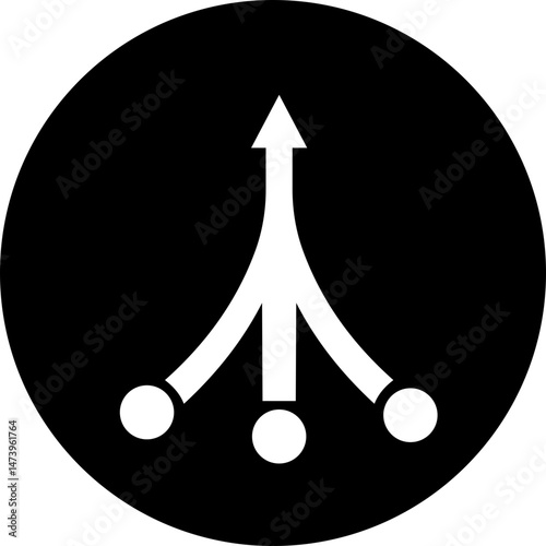 Consolidation icon in flat style. Merge symbol isolated on transparent background. Vector Simple abstract in black Line for website design, app, Fund divergence or merge into one direction symbol.