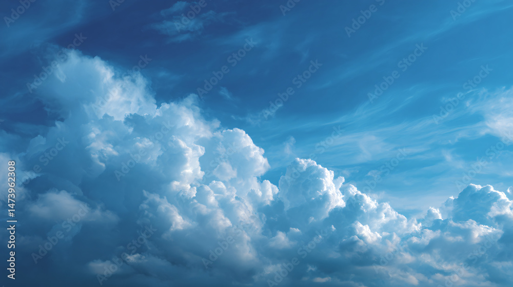 Obraz premium Blue sky and lily clean clouds, a light daytime sky