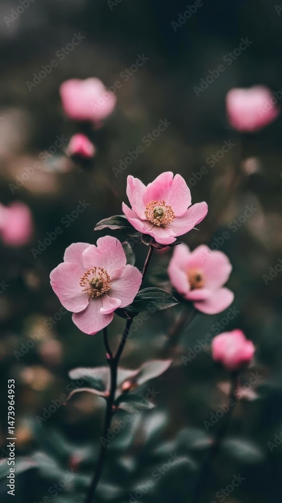 Obraz premium Pink Flowers Bloom with Delicate Beauty and Serene Garden Concept Theme