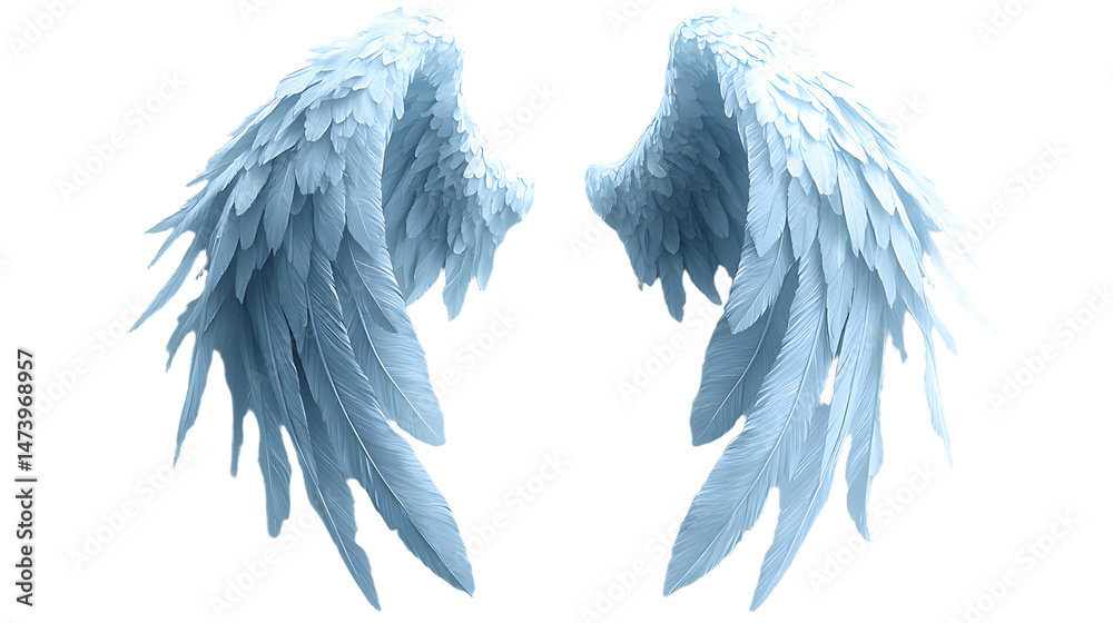 Obraz premium Stunningly Beautiful Artistic Depiction of Angelic Wings in Ethereal Blue Hues