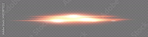 Red glowing motion streak with spark particles on transparent background. Futuristic shimmer line.