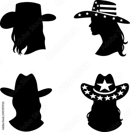 Cowboy Hat Icon – Western Sheriff Star Hat Silhouette