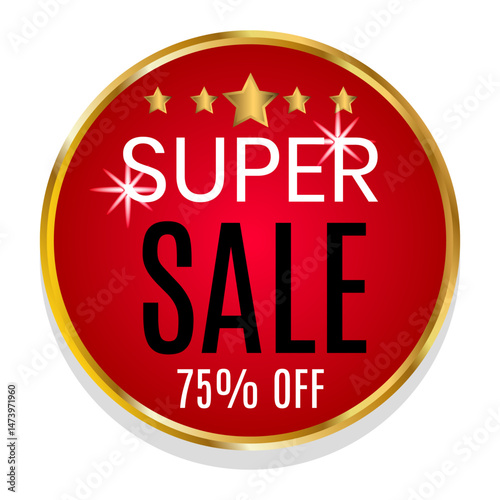 New Sale Mega Super Discount New Offer Gift Ticket Coupons Set with Discount Color Red Black Gold White 50 75% Percent Vector Element Template Coupon Tag Design Star 