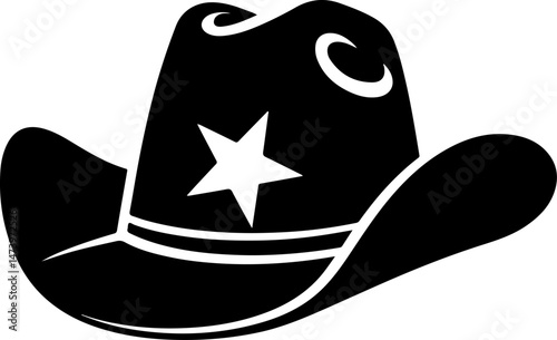 Cowboy Hat Icon – Western Sheriff Star Hat Silhouette