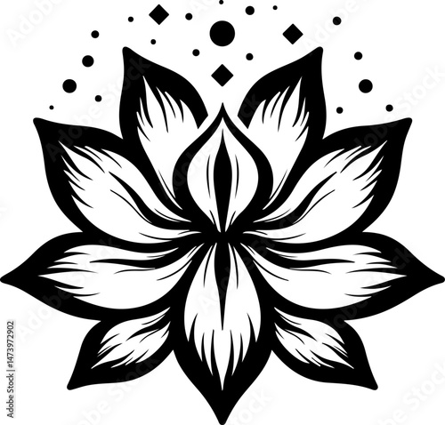 Mandala Flower Pattern Icon – Geometric Floral Spiritual Design