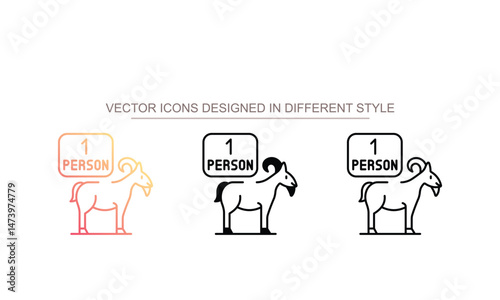One person qurbani icon design with white background stock illustration
