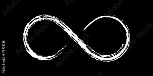 White chalk infinity symbol on a black background. Vector