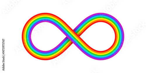Rainbow stripe volume infinity symbol. Vector