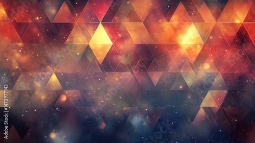 Abstract geometric background with warm color palette and soft lighting