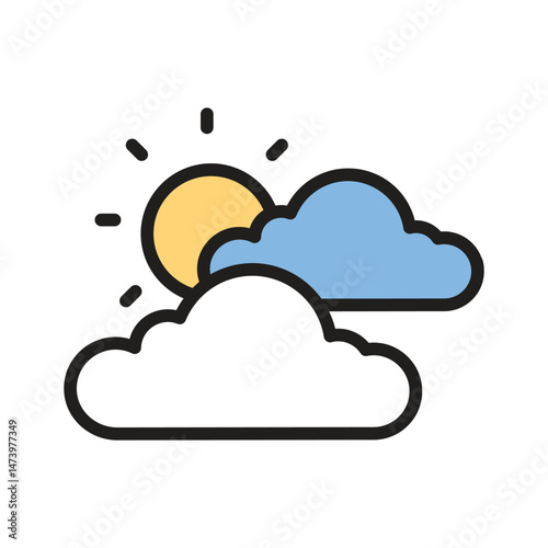 A sun peeking through clouds, representing partly cloudy weather vector design