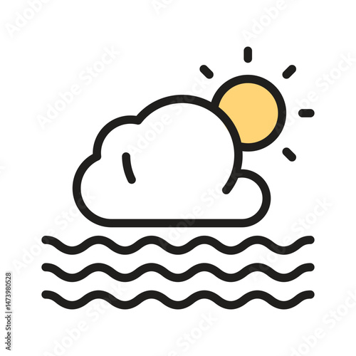A sun peeking through clouds, representing partly cloudy weather vector design