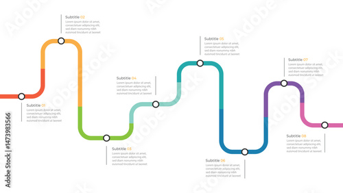 Infographic roadmap design template. Business Timeline of 8 Important Business Events annual business presentation. Vector illustration
