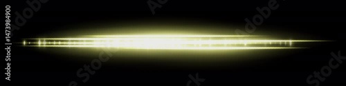 Golden glowing waveform with soft flare and reflection, radiating light intensity and dense central pattern. Used for futuristic audio display, signal visualization or interface effect.