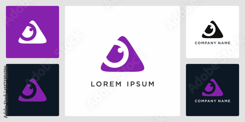 Eye lens with letter A logo