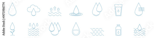 water; drop; hydration; liquid; blue; icon; outline; clean; drink; moisture; nature; fluid; rain; cloud; bottle; eco; wet; fresh; purity; ocean; sea; environment; element; wave; glass; dew