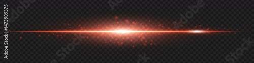Golden glowing horizontal light beam with soft sparkles and glow. Sci-fi style light streak for design overlays.