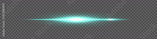 Soft Blue flare line with subtle glow on transparent background. Minimalist light effect for sci-fi or tech design.