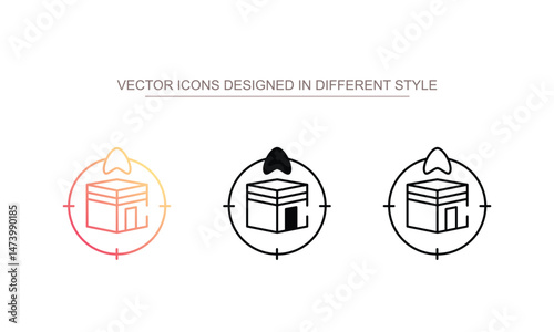 Qibla icon design with white background stock illustration