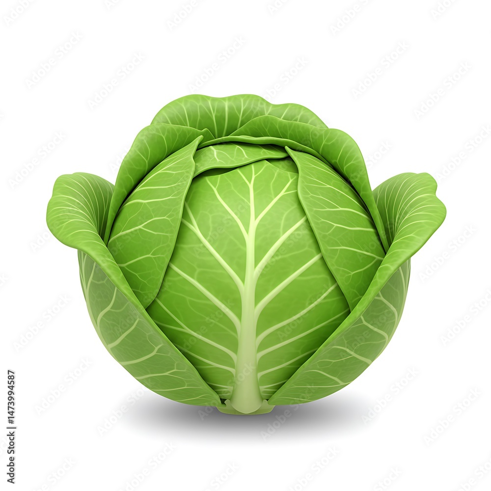 Obraz premium 3D stylized whole cabbage green