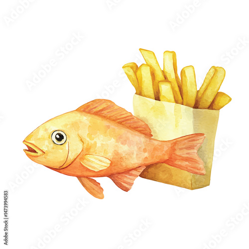 A Fish and Chips simple cartoon