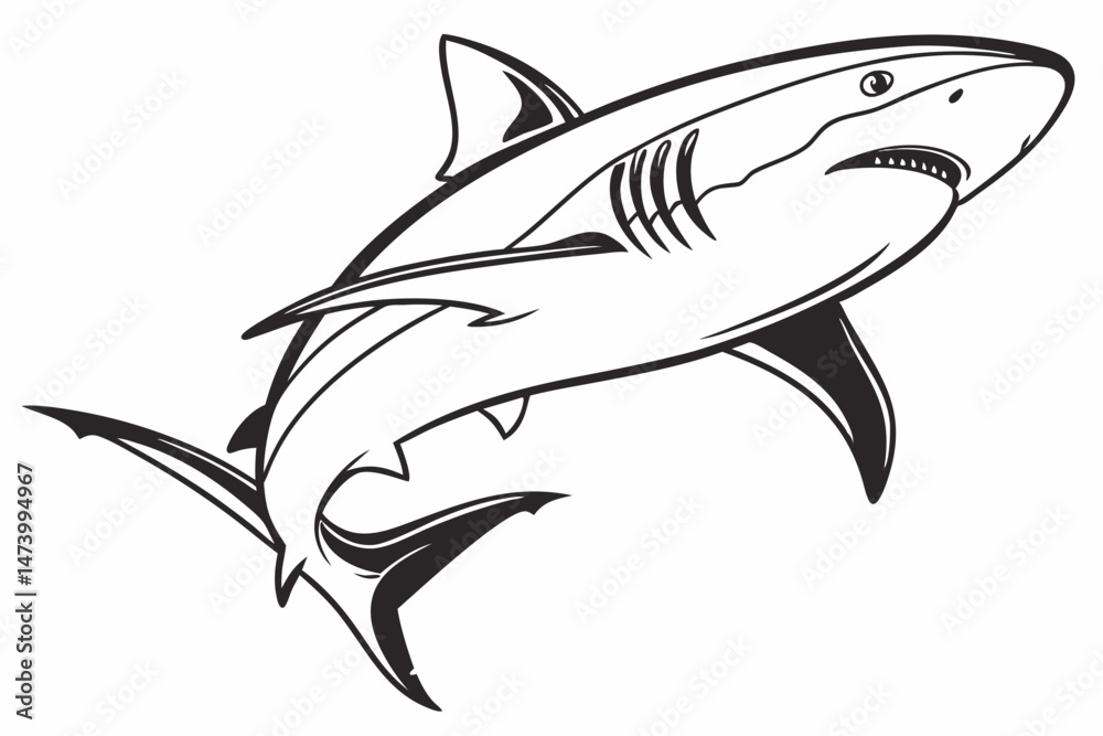 Obraz premium bull shark sihouette black vector