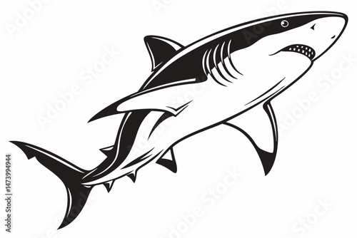 bull shark sihouette black vector