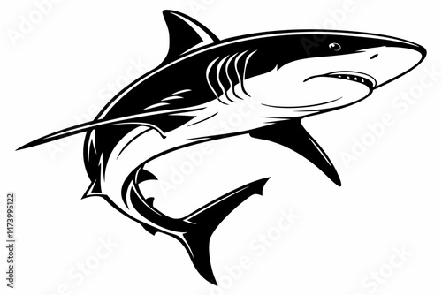 bull shark sihouette black vector