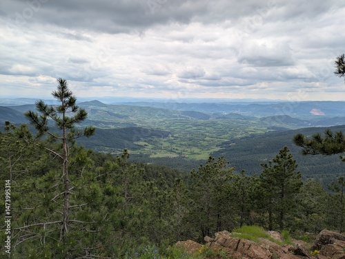 Fotografie Silent Valley from the Heights - Soft Clouds, Endless Balkan Landscape