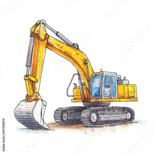 Excavator simple cartoon
