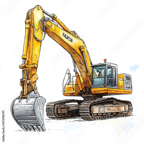 Excavator simple cartoon