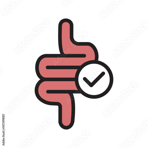 Intestine icon. Bowel symbol. Human anatomy, guts or intestinal tract vector illustration.