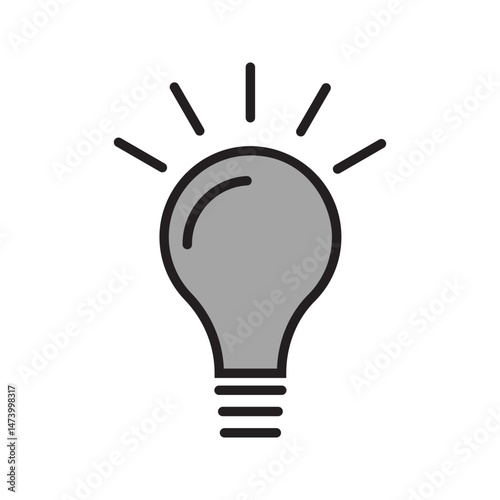 A set of light bulb icons on white background. Idea symbol. Electric lamp, light, innovation, solution, creative thinking, electricity.
