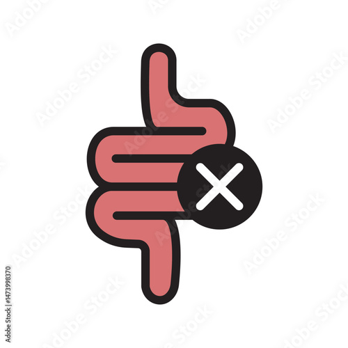 Intestine icon. Bowel symbol. Human anatomy, guts or intestinal tract vector illustration.