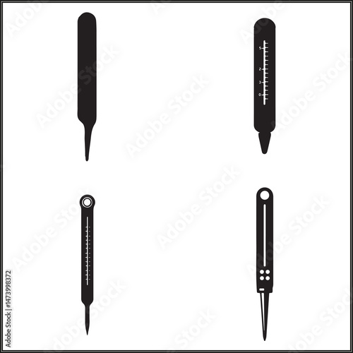 Meat Thermometer Silhouette Set Clipart