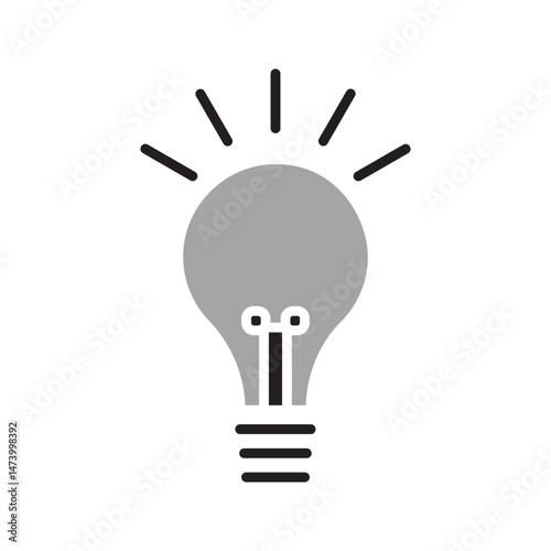 A set of light bulb icons on white background. Idea symbol. Electric lamp, light, innovation, solution, creative thinking, electricity.