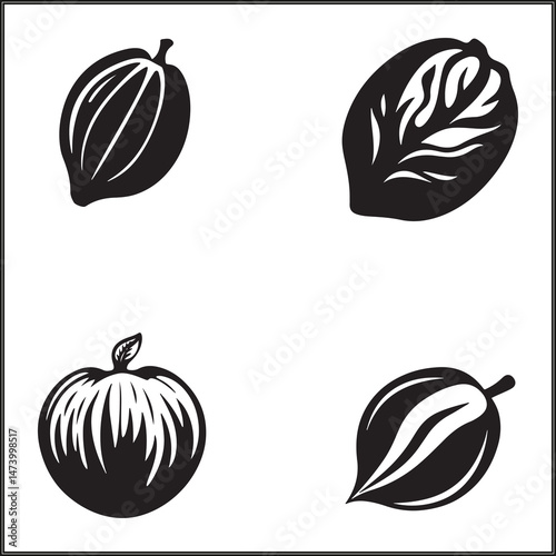Nut Silhouette Set Clipart