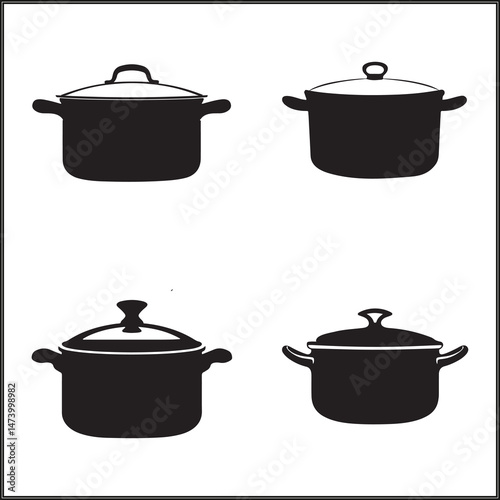 Pot Silhouette Set Clipart