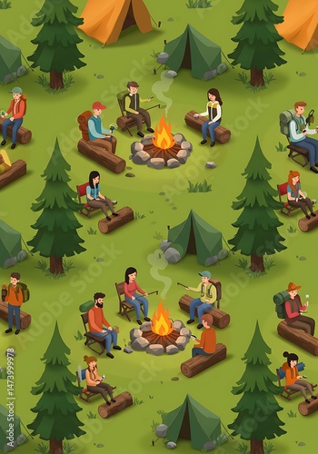 Wallpaper Mural Campfire Chronicles AI Generated Torontodigital.ca