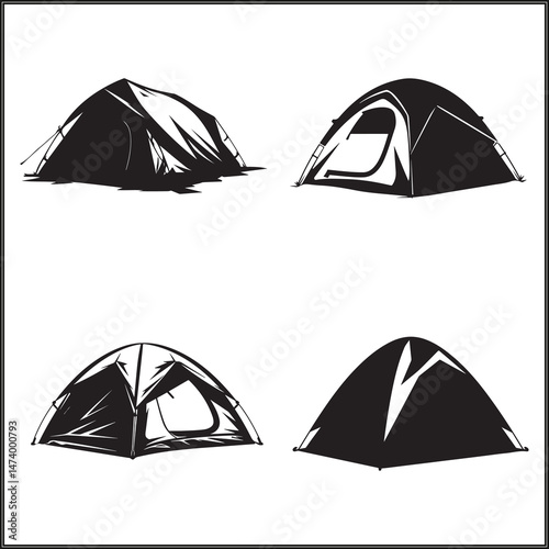 Tent Silhouette Set Clipart