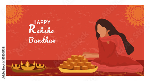 Happy Raksha Bandhan Vector Banner Illustration Set - Indian Festival Graphics-02