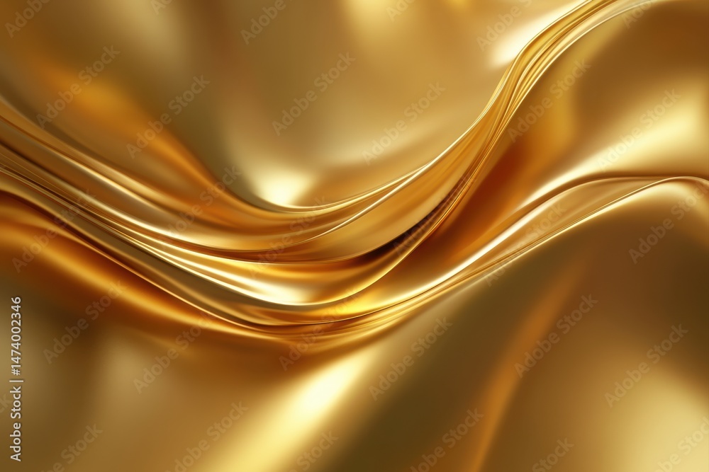Golden fabric, flowing in elegant drapes. A rich, lustrous, 3D rendering of luxurious golden material Golden fabric, flowing in elegant drapes. A rich, lustrous, 3D rendering of luxurious golden material