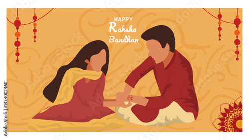 Happy Raksha Bandhan Vector Banner Illustration Set - Indian Festival Graphics-01