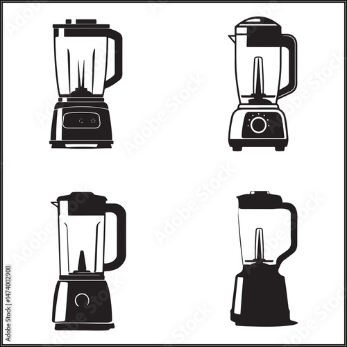 Blender Silhouette Set Clipart