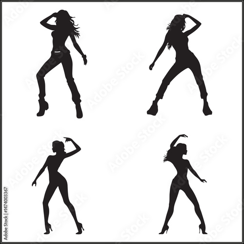 Dance Moves Silhouette Set Clipart