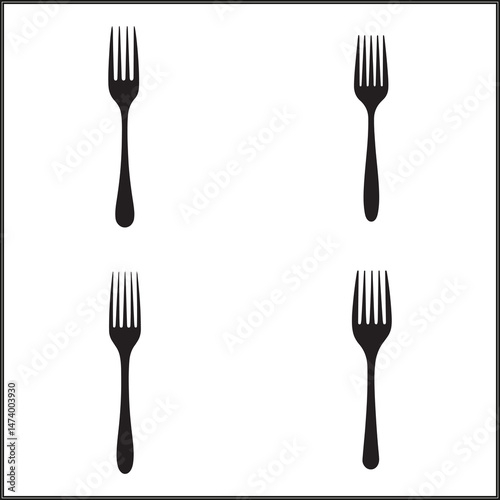 Fork Silhouette Set Clipart