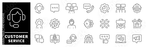 Customer service vector icons. Customer service thin line icons collection. Service, support, customer related icons