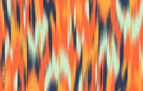 Design Textile ikat wave abstract geometric ikat, design ikat vector for background, wallpaper, carpet, wrapping, fabric, textile fashion wearing.