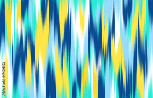 Design Textile ikat wave abstract geometric ikat, design ikat vector for background, wallpaper, carpet, wrapping, fabric, textile fashion wearing.