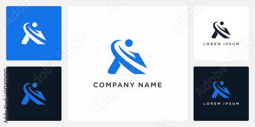 People with letter A logo abstract
